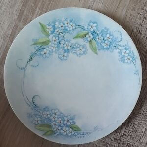 Floral Decorative Plate with Blue Flowers